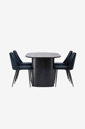 Venture Home - Ruokailuryhmä Isolde ja ruokapöydän tuolit Night, 4 kpl - Musta - Ruokailuryhmä 4 hengelle - - Homeroom