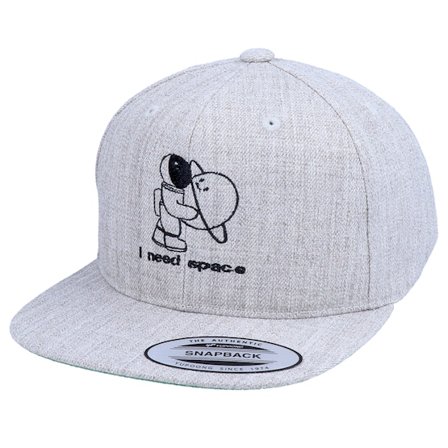 Iconic - Gris snapback Gorra - Kids I Need Space Astronaut Heather Grey Snapback @ Hatstore