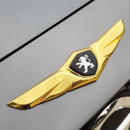 Passer til Peugeot 508 408 bil logo klistremerke og front logo emblem klistremerke (1 stk)(gull svart)