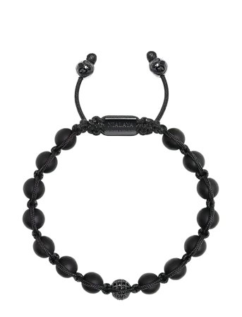 Nialaya Men's Silver Beaded Bracelet With Matte Onyx & Cz Beads - Black - M