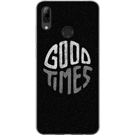 Kompatibelt Mobilskal till Huawei P smart 2019 Minimalistisk typografisk illustration med handritad vit text på svart bakgrund, rå och enkel design