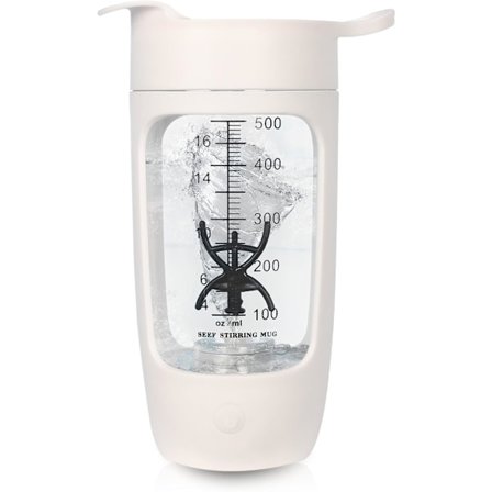 Elektrisk shakerflaske - 600 ml - USB-oppladbar elektrisk blender - Shakerflaske kompatibel med proteinshaker og milkshake (hvit)