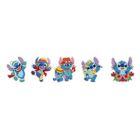 #5 st. Cartoon Stitch-serie Diamantmålning Nyckelring#