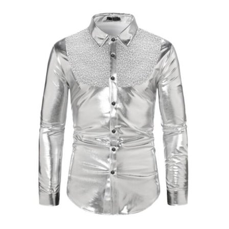 Herr paljett långärmad skjorta Party