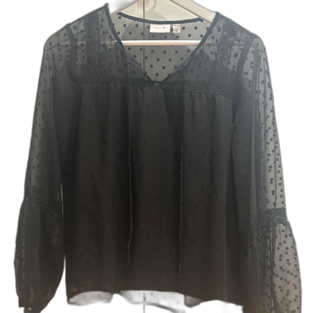 Svart prickig blus från VILA