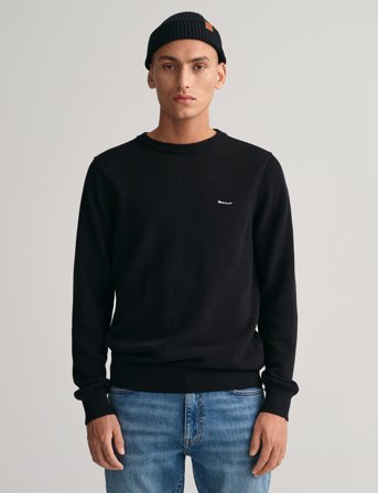 GANT Cotton Pique C-Neck - Black - S