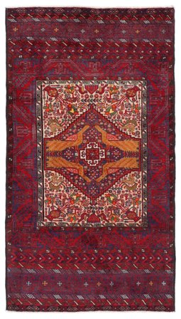 Baluch Rug 103X184 Dark Red/Black Wool, Persia