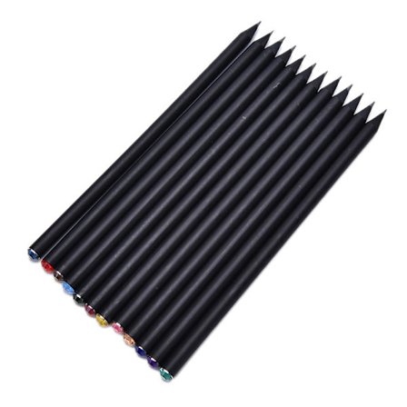 2X Svart Stång HB Penna Med Färgglad Skolmålning Skriva Pe