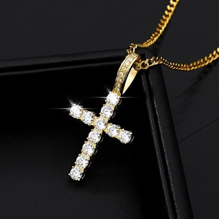 2023 Mode Kvinnor Lyx Kristaller Jesus Cross Hänge Halsband Fest Nyckelben Choker Kedja Mors Dag Smycken Kristna Gåvor