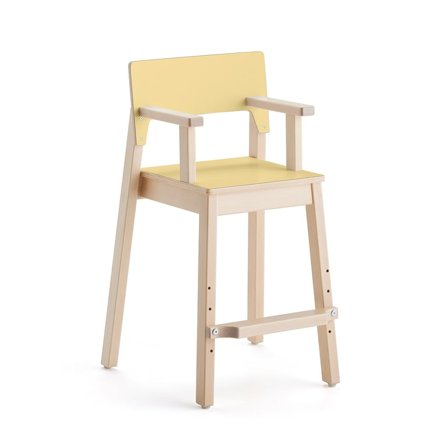Hög barnstol LOVE, armstöd, höjd: 500 mm, gul laminat