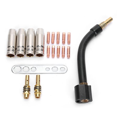 10 stk. kontakttip, 4 stk. tipholderdiffusor, 2 stk. forbindelsesstang, brænderhals, dysenøglesæt til MB15 15AK MIG svejsebrænder