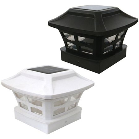 Solcelle-stolpehætter - Solcelle-stolpelys udendørs LED-pære Hegnsstolpelys til tommer træstolper Varm hvid