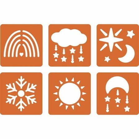 6 himmelska stenciler - 14,5 x 14,5 cm