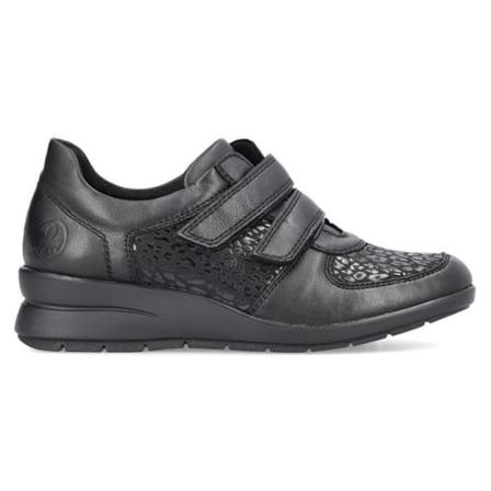 Dame sneakers - RIEKER - L4868 - Flad hæl - Blonde lukning - Syntetisk Svart 39