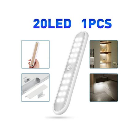 PIR Rörelsesensor Skåpsbelysning, Under Diskbelysning, 20 Batteridriven Trådlös LED-köksbelysning, Batteridriven Belysning, Självhäftande Belysning 