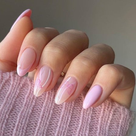 24st/kartong Butterfly False Nail Pink Fake Nail Press on Nails