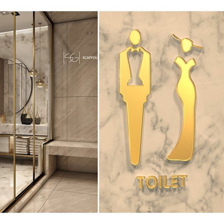 Stereoskopisk minimalistisk mænd kvinder toilet identifikation skilt butik
