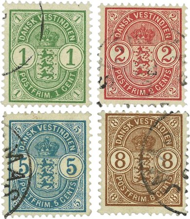 Dansk Vestindien 1900-1903 - AFA 16-17+22-23 - Stemplet