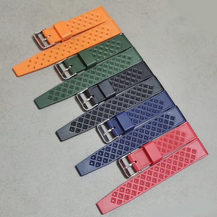 Fem delar (flerfärgad) uppgraderingsmaterial tydlig textur tillämplig Seiko 22mm lufthål andningsbar sport silikon klockarmband