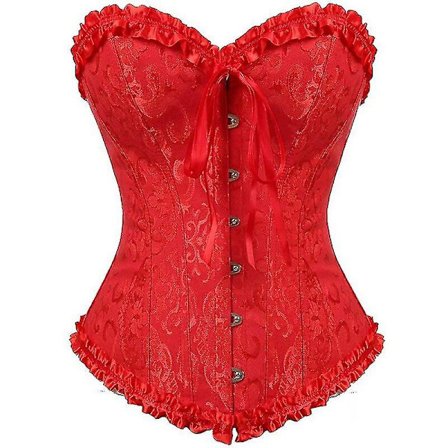 Sexiga kvinnor Bustier Korsett Blommig snörning Korsett Topp benad waist trainer Underkläder Overbust Korsetter Body Shaper Plus Size,röd