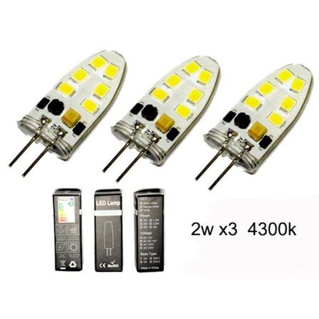 G4 2w dimbar 12v DC + AC Led lampa 4300K vitgul G-4 3-pack