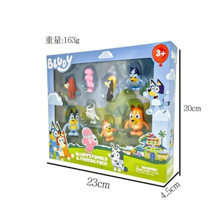 8-12 st Bluey Bingo Figur Leksaker Familj Kawaii Rörlig Led Actionfigur Leksaker Seriefigur Bluey Vänner Pvc Modell Docka för Nytt År