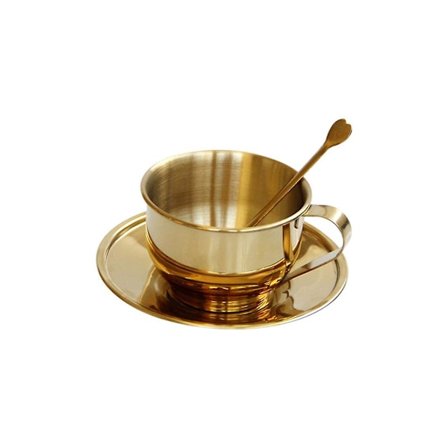 Isolerede kaffekopper med ske og underkop til Latte, Mælk, Te, Espresso (FMY)