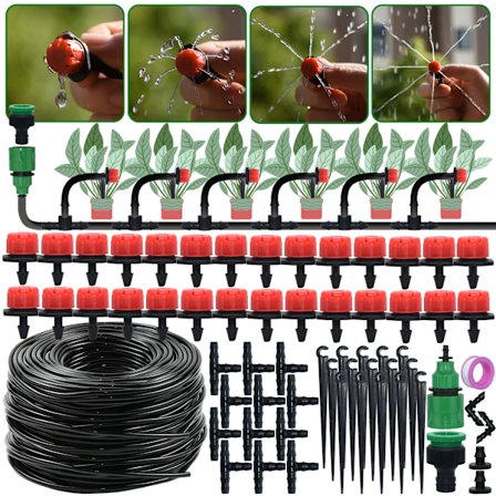 20 meter og 24 have dryp vanding automatisk vanding system kit 1/4'' dyser til bonsai potte plante plæne blomst grøntsag drivhus
