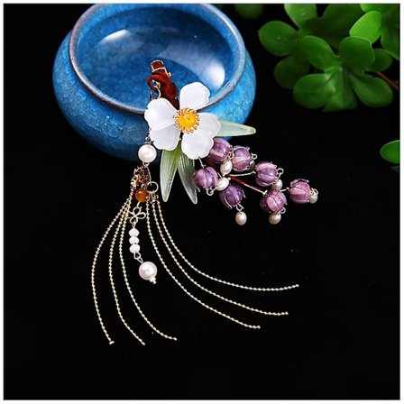 Käsintehdyt Hanfu-reunakiinnikkeet Hiusneula Violetti Lasite Kielo Hiuskoristeet Naisille Cheongsam Teeasulle