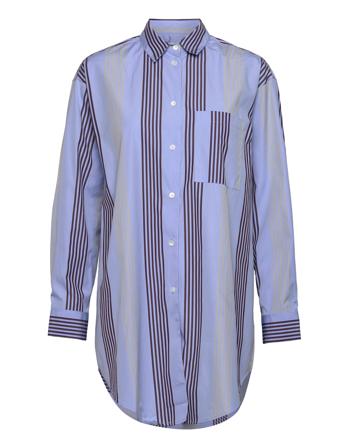Charlene Poplin Stripe Shirt Double A By Wood Wood Blue