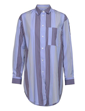 Charlene Poplin Stripe Shirt Blue WOOD WOOD