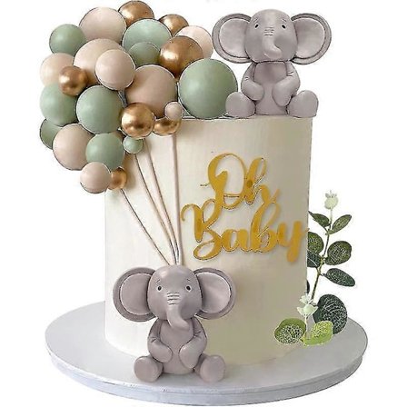 26 stk Baby Elephant Perleballer Kakepynt Baby Shower Kakedekorasjon