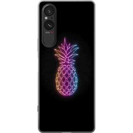 Kompatibel Mobilcover til Sony Sony Xperia 5 V Neon illustration af ananas i farverigt lys mod sort baggrund
