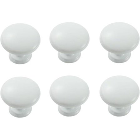 Runda Draghandtag i Aluminium, Modernt Möbelhandtag, Minimalistiskt Skåpshandtag för Köksluckor, Byrå, Garderob, Vit, 6-pack