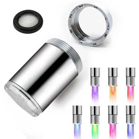 2-pack Färgglad LED-vattenkran, kranmunstycke med 7 färgskiftningar, LED-ljuskran, vattenkran för restauranger, hem, kök och badrum