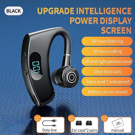 Bluetooth-headset Led trådlöst headset Bluetooth5.2 headset 180 graders roterande öronkrok affärsdrivande öronsnäcka affärs Bluetooth-headset