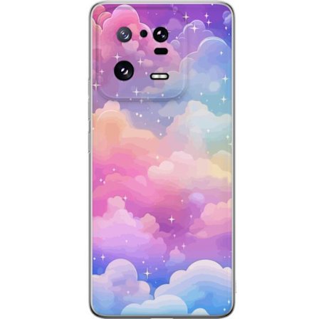 Kompatibelt Mobildeksel til Xiaomi 13 Pro Søt enhjørning med regnbuefarget hår mot en stjernebelagt pastellbakgrunn i kawaii-stil