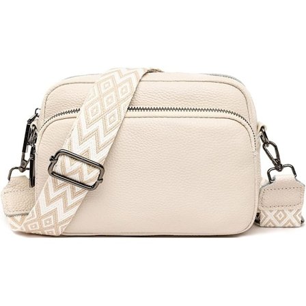 Crossbody-väskor för damer, äkta läder Cross Body-väska för kvinnor med justerbar bred rem, flera fack, handväskor