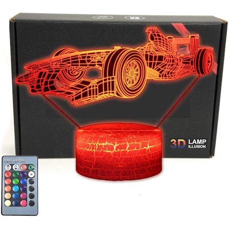 Wekity Formel F1 Race Sports Car Roadster Illusion Led Bordlampe Dekor Natlys Med 16 Farver Touch & Fjernbetjening Soveværelse Dekorationer Legetøj 