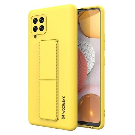 Wozinsky Kickstand Case silikoni kotelo jalustalla Samsung Galaxy A42 5G keltainen