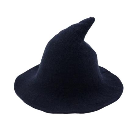 Halloween häxmössa Stickad ullhäxhatt Magic mössa för kvinnor Virkad mössa med stor brätte för Halloweenfest Cosplay Kostymtillbehör