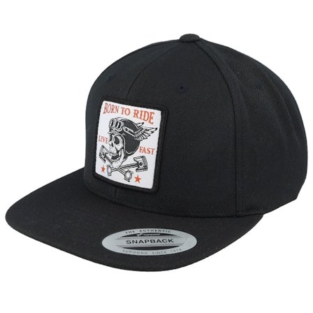 Born To Ride - Zwart snapback Cap - Skull & Pistons Patch Black Snapback @ Hatstore