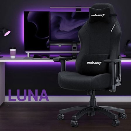 Spelstolar - gaming kontorstol Anda Seat Fauteuil Luna L, gaming stol, svart tyg