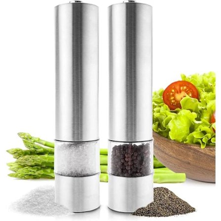 Salt- og pepperkvernsett, sett med 2 elektriske kverner
