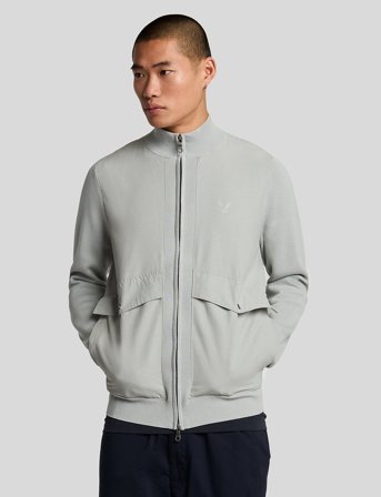 Lyle & Scott Milano Hybrid Full Zip Knitted Jacket - Grey - XL