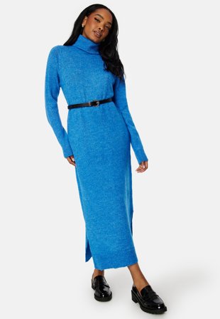 Pieces Juliana LS Rollneck Knit Dress French Blue Klær
