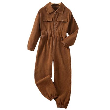 Kid Dragkedja Manchester Lapel Neck Enfärgad Body Baggy Romper