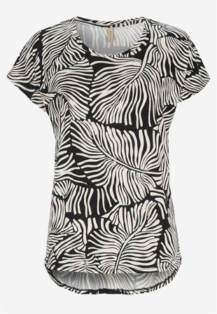 Soyaconcept - Bladmønstret jerseytopp i lyocell i svart / mønstret for damer i størrelse S (38) - Cellbes