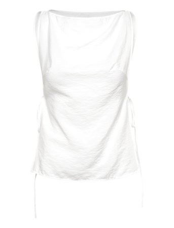 Weekday Sleeveless Boatneck Tie Top - White - 42