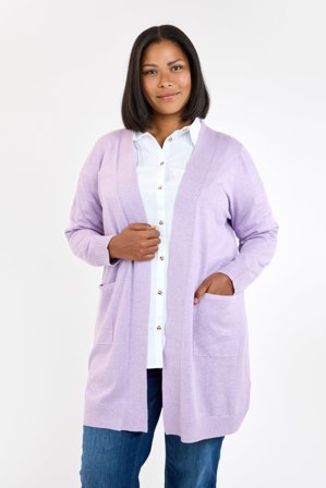 CISO - Langærmet Cardigan - Lilla Melange - Lomme